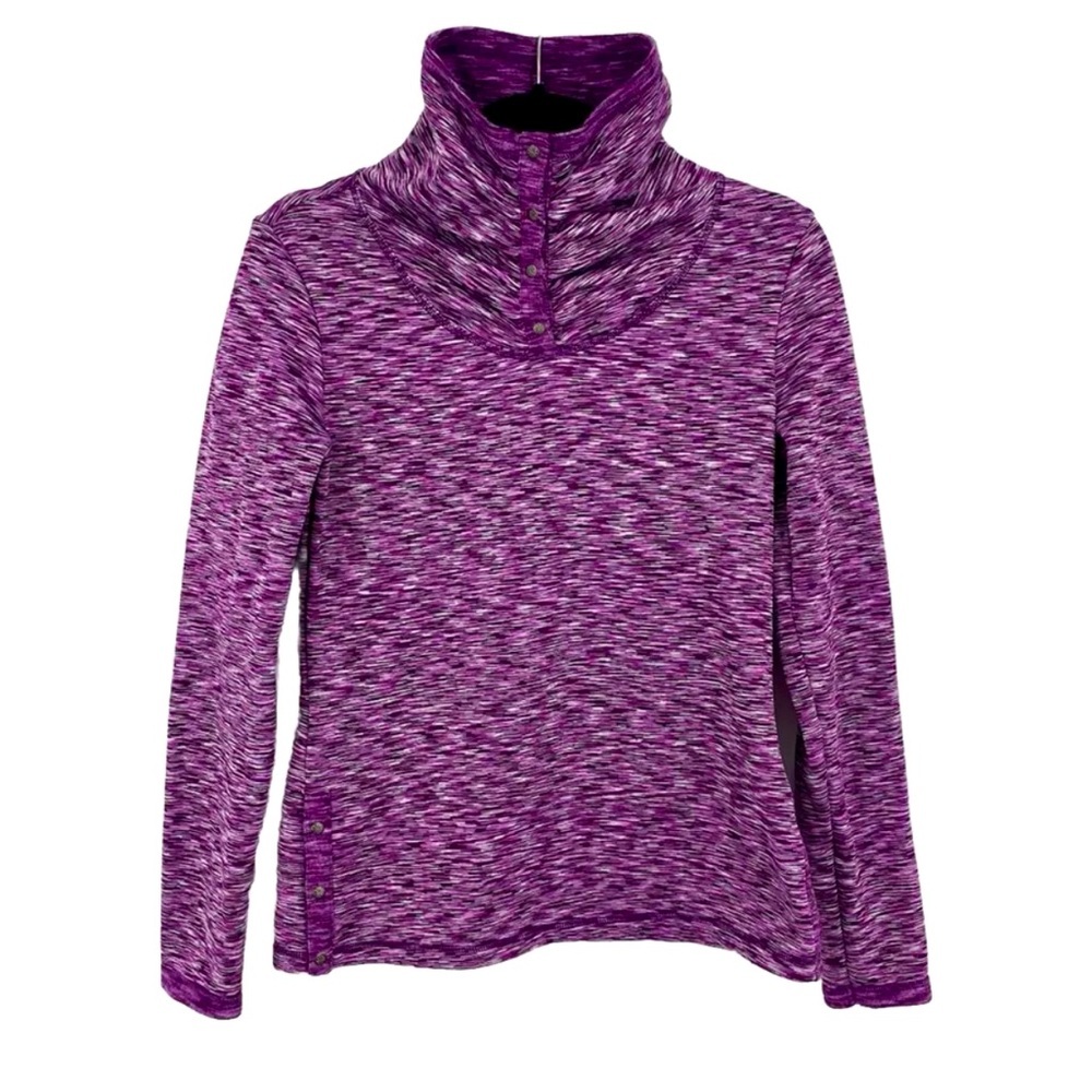 Athleta Snap Mock Neck Pullover Active Top Size Small  Maroon Winter Warm